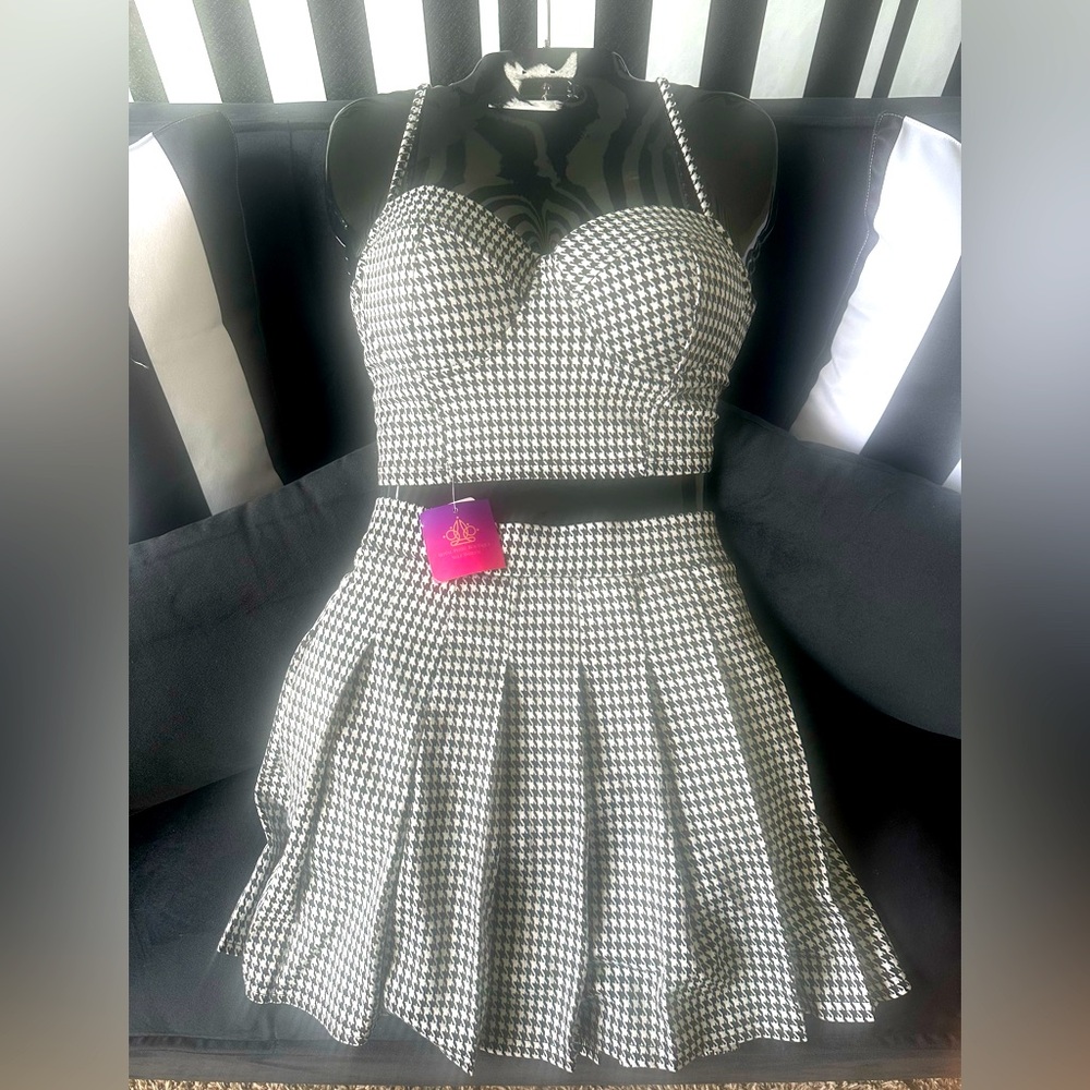 Luxury Sexy Summer Checkered 2 Piece Skirt Set